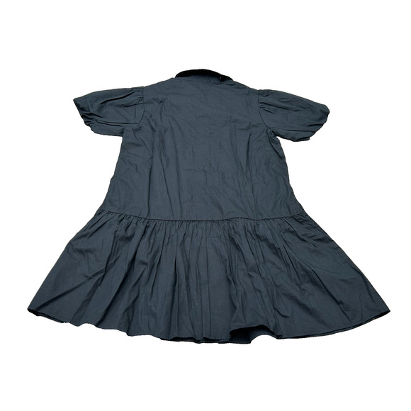 J.Crew Womens Black Stretch Puff Sleeve Button Up Mini Shirt Dress Size 6P NWT - Picture 2 of 7